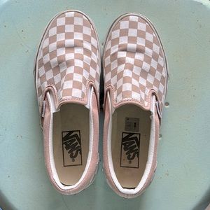 Rose Smoke checkerboard slip on Vans